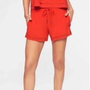 ATHLETA- Baja Shorts Featherweight Perforated Details Red Size 10